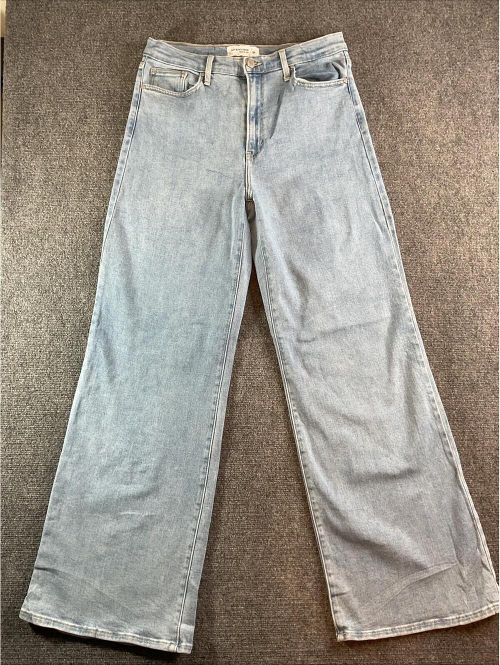 Just Black Denim Size 31 Wide Leg ankle button fly light  wash Stretch Jeans